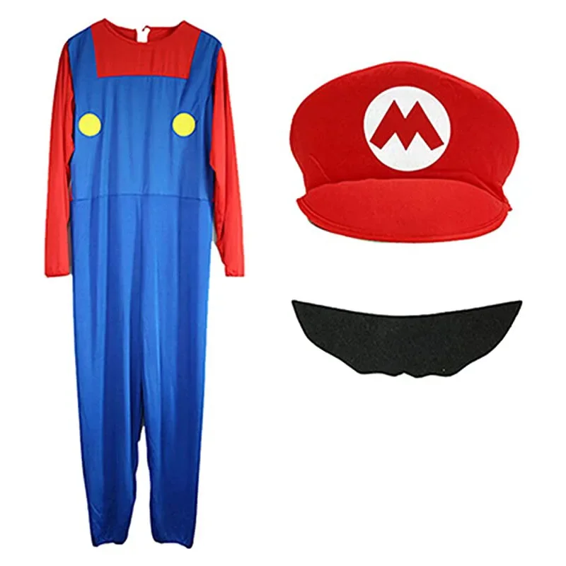 FINDPITAYA-Super Brothers Cosplay Costume para Crianças, Chapéu e Barba, Halloween, Meninos