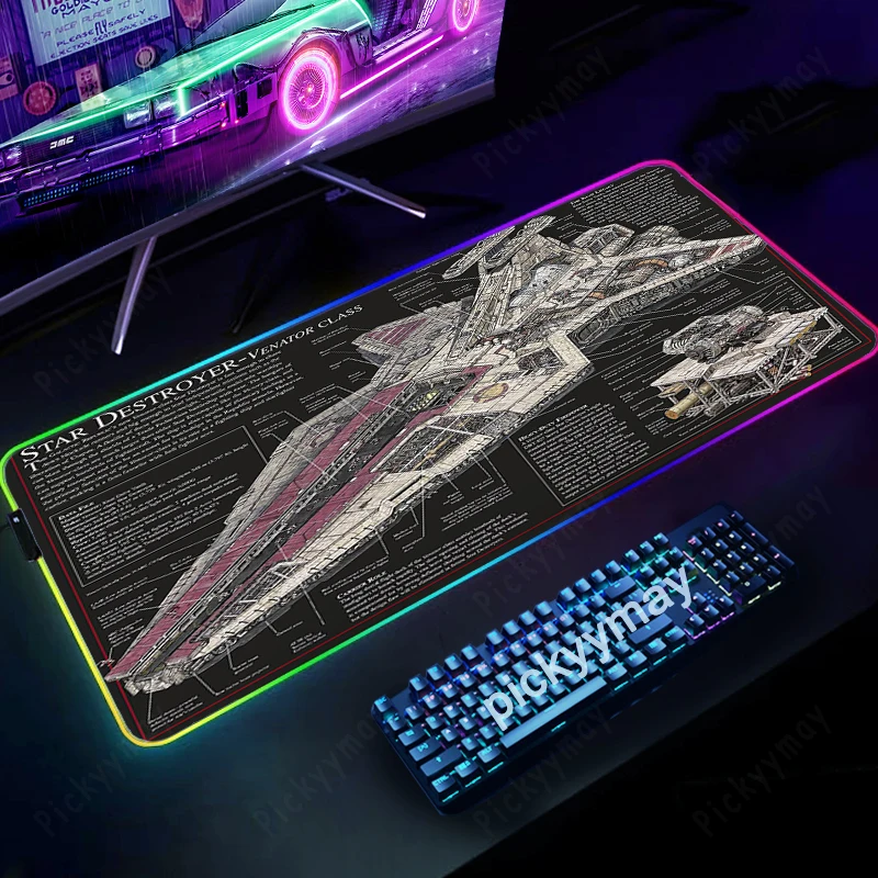 

Spacecraft RGB Gaming Mousepads PC Desk Pad Keyboard Mat LED Gamer Mousepad XXL Mouse Pads Luminous Mouse Mats 1000x550