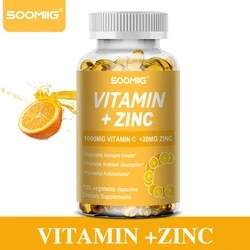 Vitamin C 1000mg with Zinc 20mg Capsules for Supports Cellular Energy Production and Collagen Formation, Immune System Support