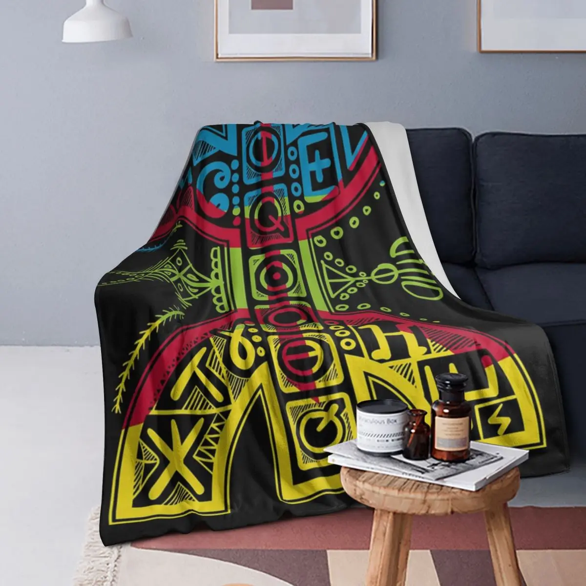 Berber Flag With YAZ Amazigh Symbol Blankets Soft Warm Flannel Throw Blanket Cover for Bed Living room Picnic Travel Home Sofa