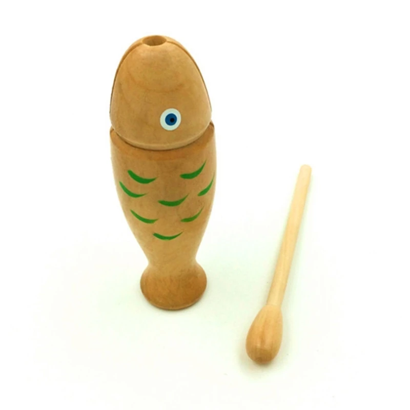 Wooden Temple Block Musical Instrument Sound Fish Play Game Interactional Toy Birthday Gift for Children Kids