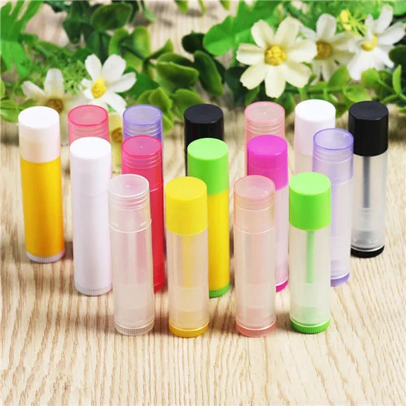 50PCS 5g/5ml Empty Mini Plastic Lip Balm Tubes Bottles Refillable Twist-up Lip Gloss Balm Containers For DIY Solid Chapsticks