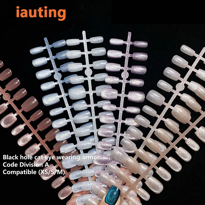 New 30pcs Cat Magnetic Press On Nail Pretty Fake Nails Detachable Full Nail Tips Wearable Fake Nails Simple Artificial Art Decor