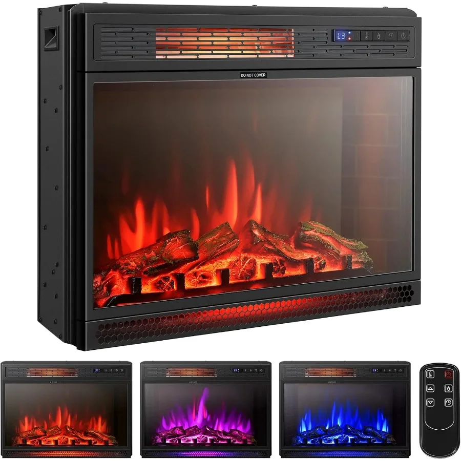 

25 Inches Electric Fireplace with 900 1350W Heating Power Recessed WallMounted Electric Fireplace Insert Featuring 3 Flame Colo