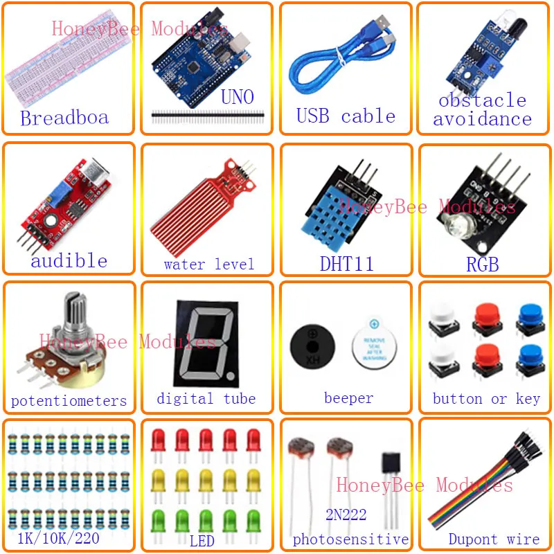 For R3 Basic Kit Components Experimental Accessory Parts 830 Hole Breadboard Potentiometer Resistor led Dupont Wire DHT11 Kit image 3