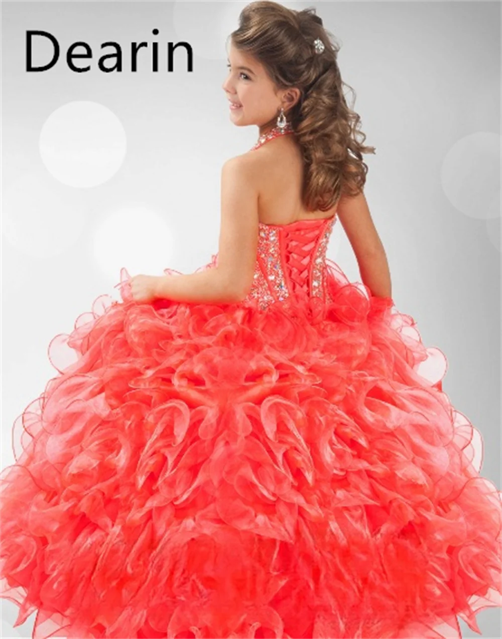 Customized Flower Girl Dress Dearin Halter A-line Floor Length Skirts Dresses