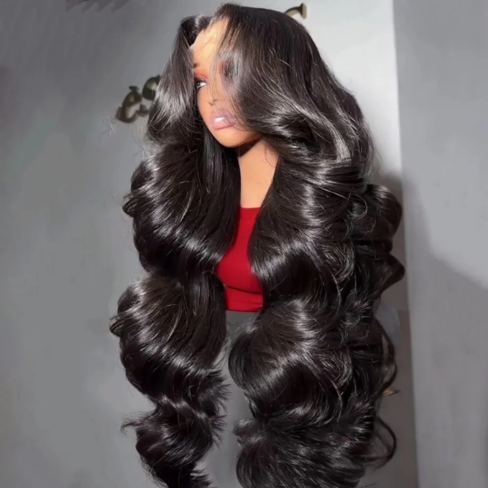 

42 дюйма 13X4 HD Прозрачные кружевные объемные волны Парики из человеческих волос 13x6 Прозрачные кружевные фронтальные парики Предварительно выщипанные бесклеевые парики Easy-Go