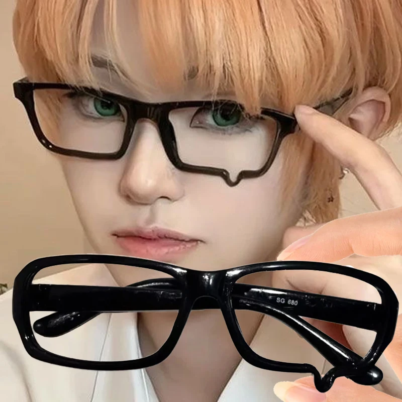 Anime Crying Dripping Tears Glasses Unisex Black Eyeglasses Frame Y2K Retro Kawaii Halloween Carnival Eyewear Accessories Gifts