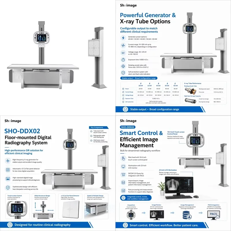 32kW 400mA Factory Priced Fixed Medical Double Column Price List of Digital X Ray Machine with Flat Panel Detector