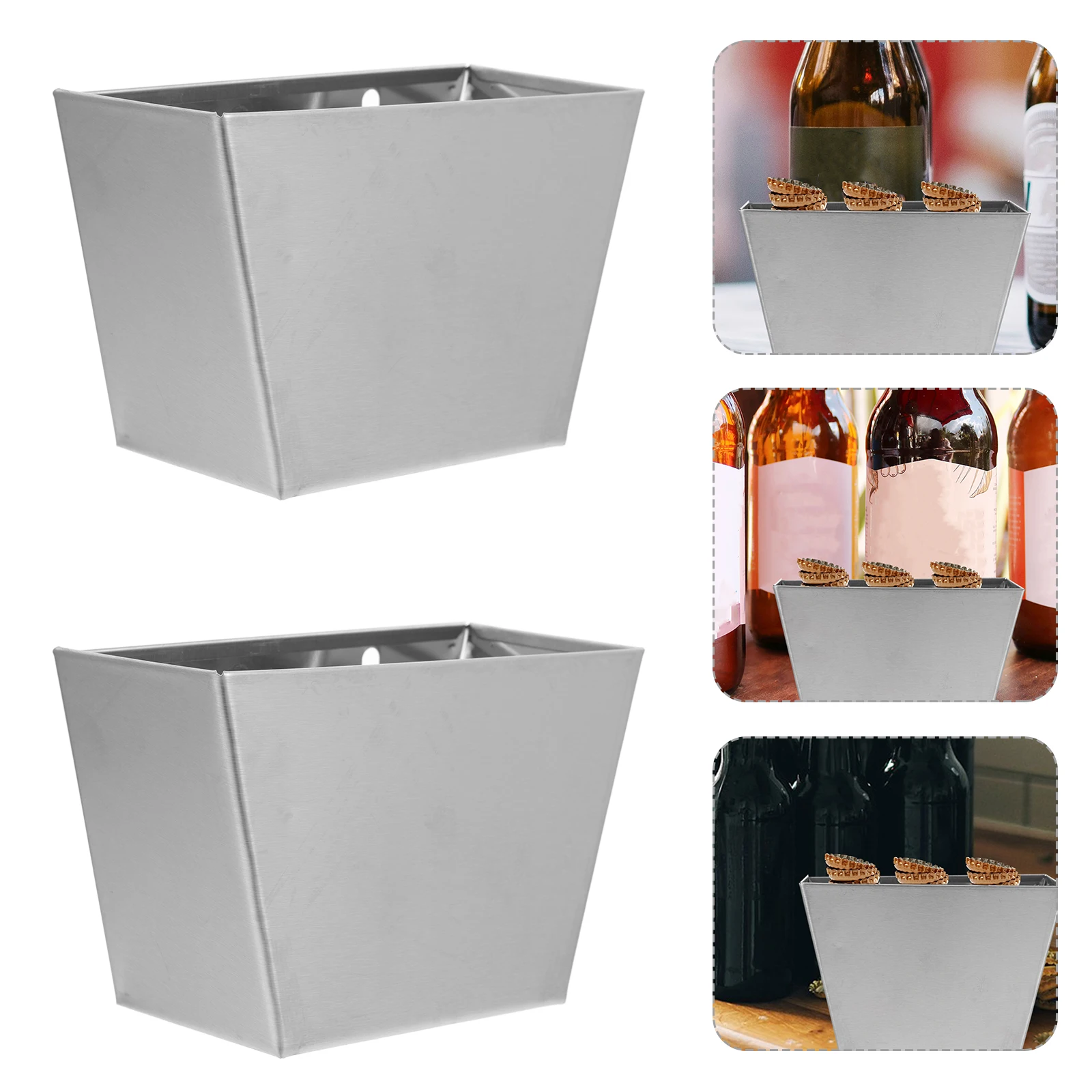 

2Pcs Stainless Steel Wall Mount Bottle Cap Catcher Beer Bottle Bucket Opener Holder Home Bar Beer Top Opener Cap Catcher
