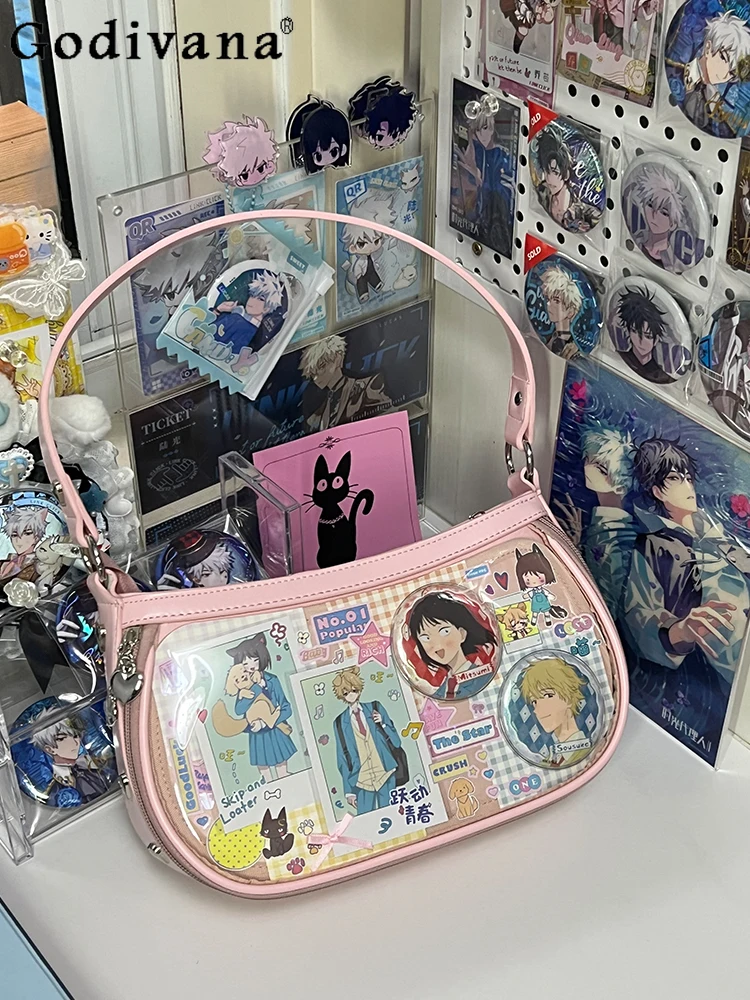 

Сумка для боли в стиле Лолиты, японская оригинальная маленькая вместительная прозрачная сумка в форме сердца для милых девушек, модная универсальная сумка через плечо