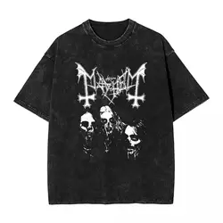 Mayhem Death Metal T Shirts Hip Hop Washed Short Sleeve Oversize T-Shirts Vintage Men Women Streetwear Graphic Printed Tops Tees