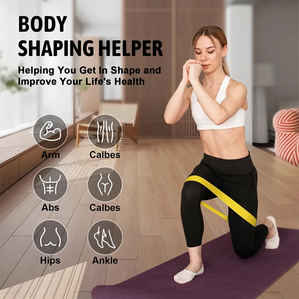 Set Of 5 TPE Resistance Bands Fitness Elastic Yoga Sport Exercise Bands Strength Training Home Workout Rubber Loop Gym Equipment