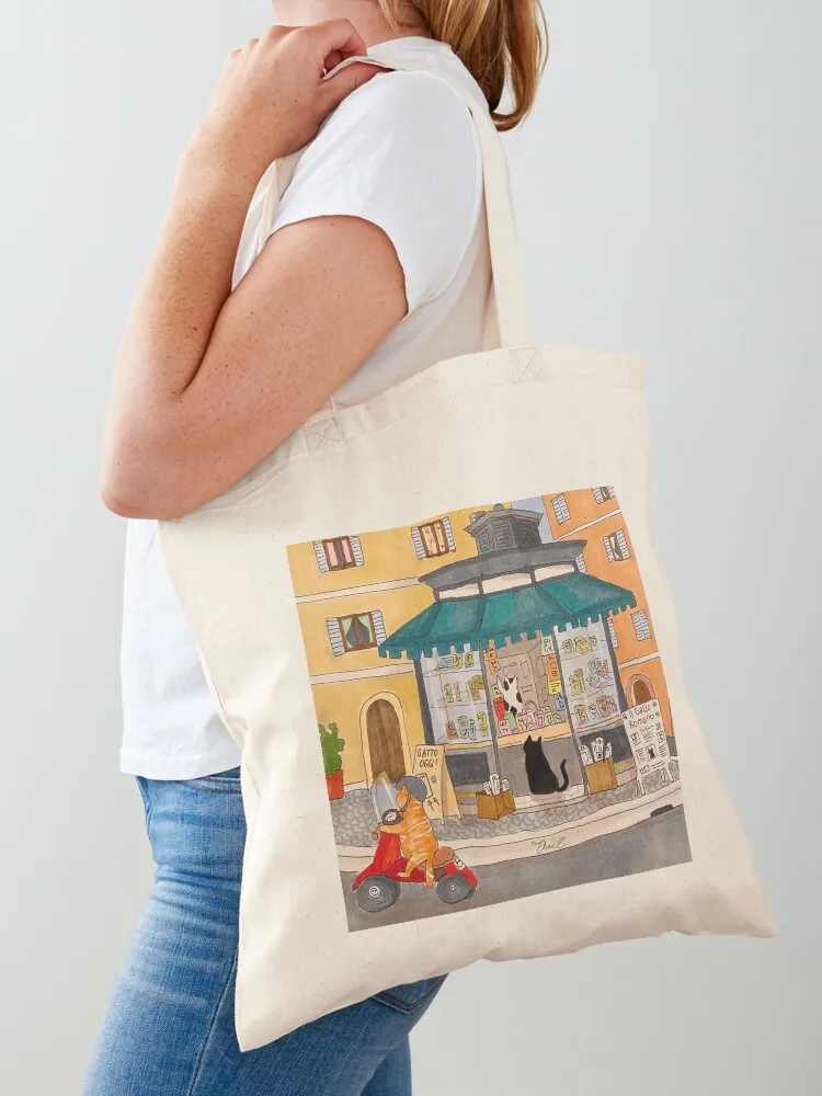 Journal of a Cat in Rome - Morning Newspaper Tote Bag shopper bag woman Canvas Tote Bag