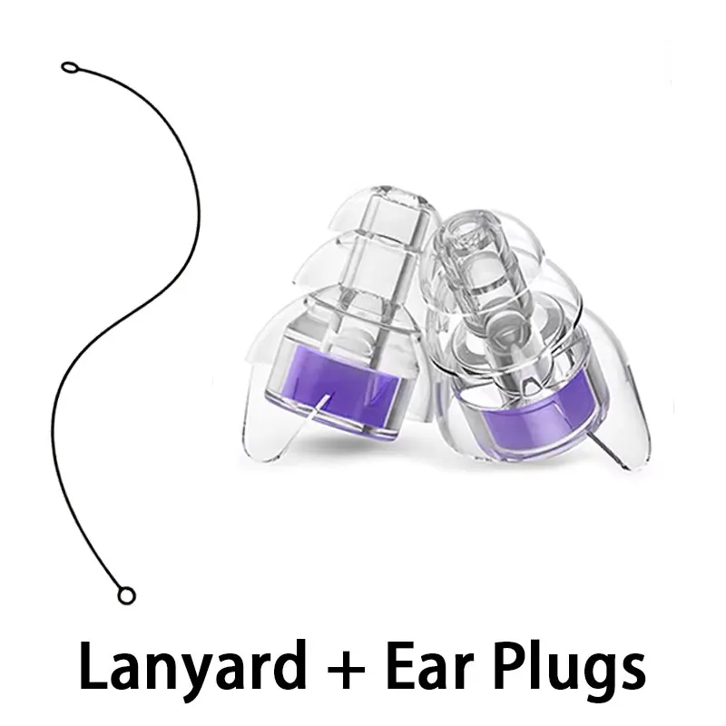 Outdoor Waterproof Quiet Sound Filtering Ear Plugs With Silicone Lanyard For Sleep Study Work Swim Motorcycle Trip