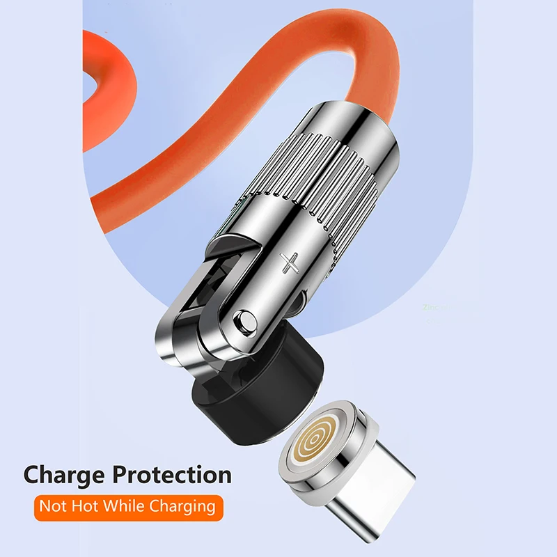 120W Magnetic Charging Cable 180-Degree Rotation 6A Data Fast Charge Cable USB Micro Type C Charge Line for Xiaomi Huawei