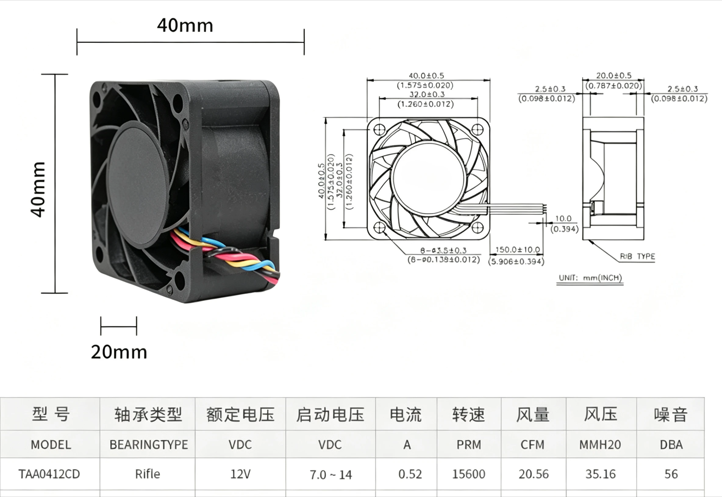 FOR DELTA THA0412AD TAA0412CD 4020 4CM DC12V 0.6A High Airflow PWM Cooling Fan