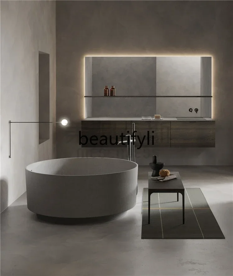 

ssK178 ss25 Independent integrated Qimeishi family bathtub hotel homestay couple artificial stone positive round bathtub
