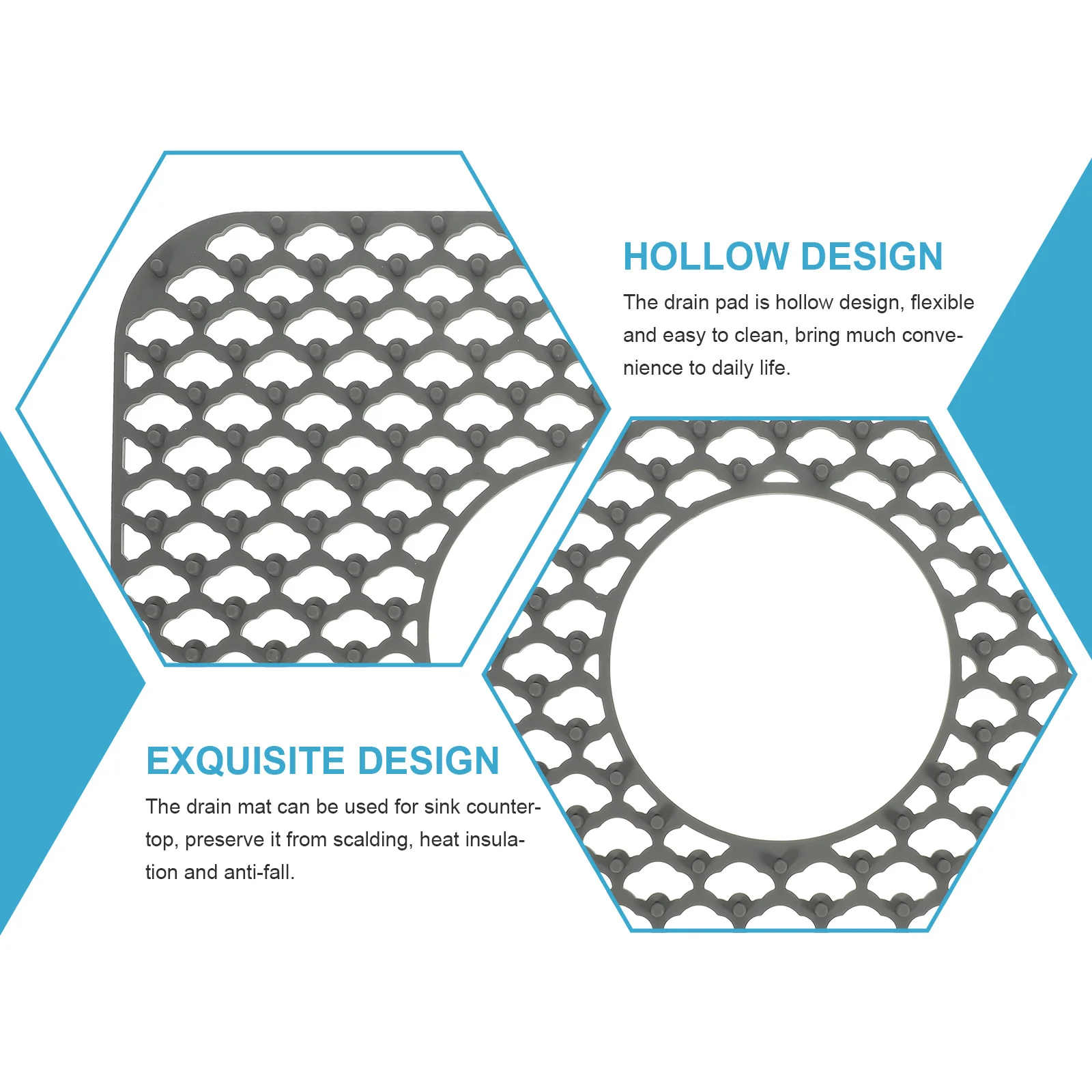 

Silicone Sink Mat Non-Slip Hollow Draining Cushion For Kitchen Countertop Heat Insulation Bowl Chopsticks Drain Pad Sink