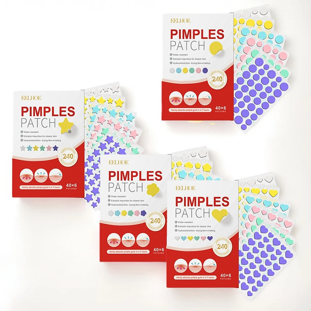 240pcs Pimple Patches Salicylic Acid Tea Tree Hydrocolloid Acne Patches Cute Star Pimple Patches for Healing Zit Patch