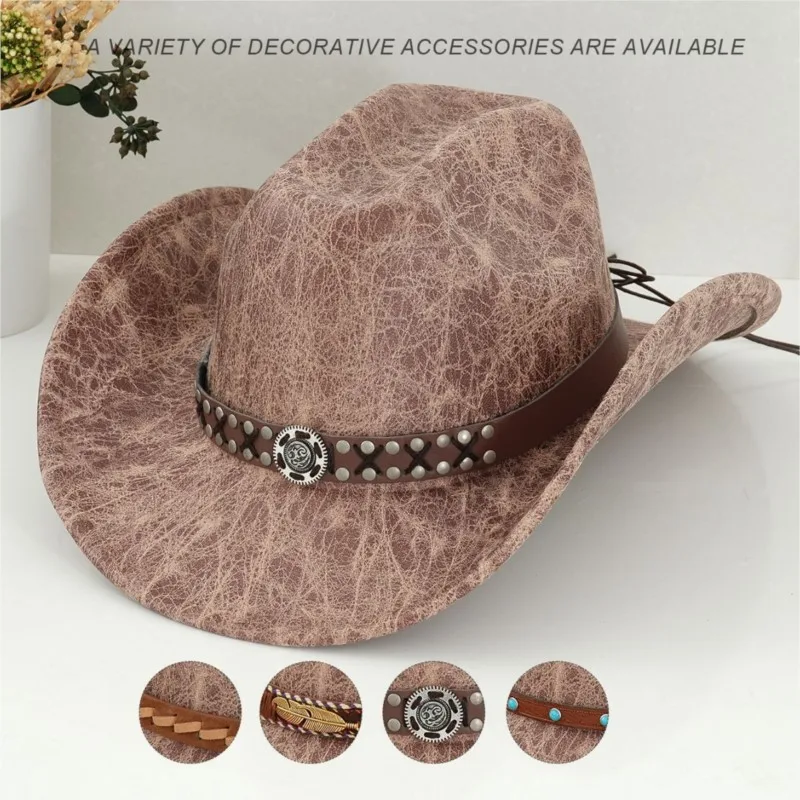 Men's and women's stylish pair of top hats three-dimensional leaf rivet belt dance
