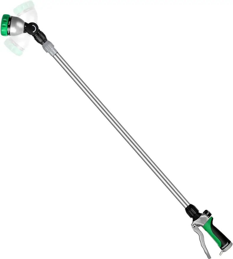 36”-60” (3ft-5ft) Metal Watering Wand Long Telescopic Tube | 180° Adjustable Ratcheting Head | 7 Spray Patterns | Flow