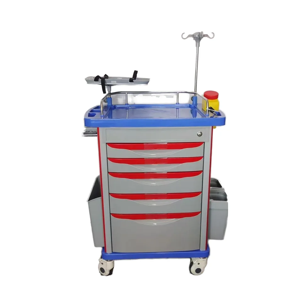 ABS Plastic Emergency Hospital Trolley Medical Care Cart for Hospitals and Facilities