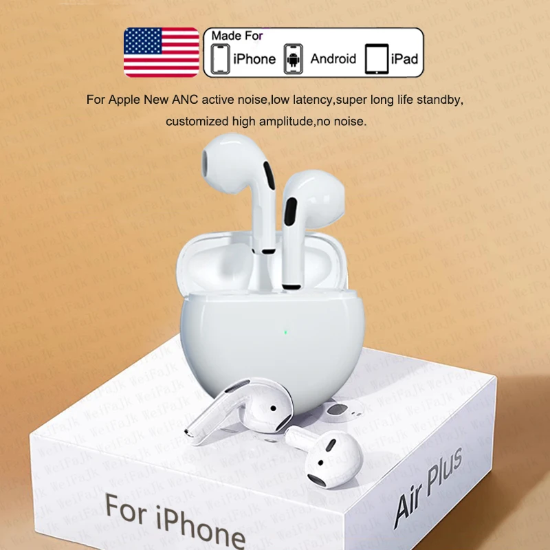 

Air Pro 6 TWS Pods Max Wireless Bluetooth Earphones In Ear Earbuds Noise Cancelling Headset For Airpodding Apple iPhone Earphone