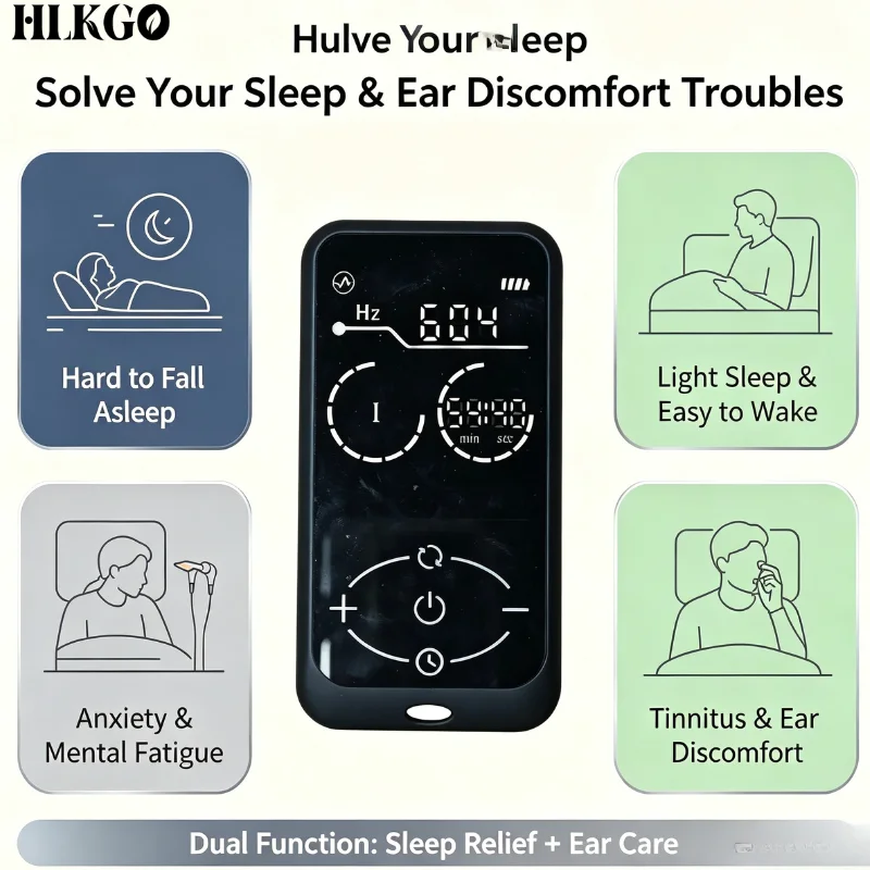 Portable Vagus Nerve Stimulation Device Ear Clip Sleep Aid for Restore Calm Better Sleep Stress Anxiety Relief Home Therapy