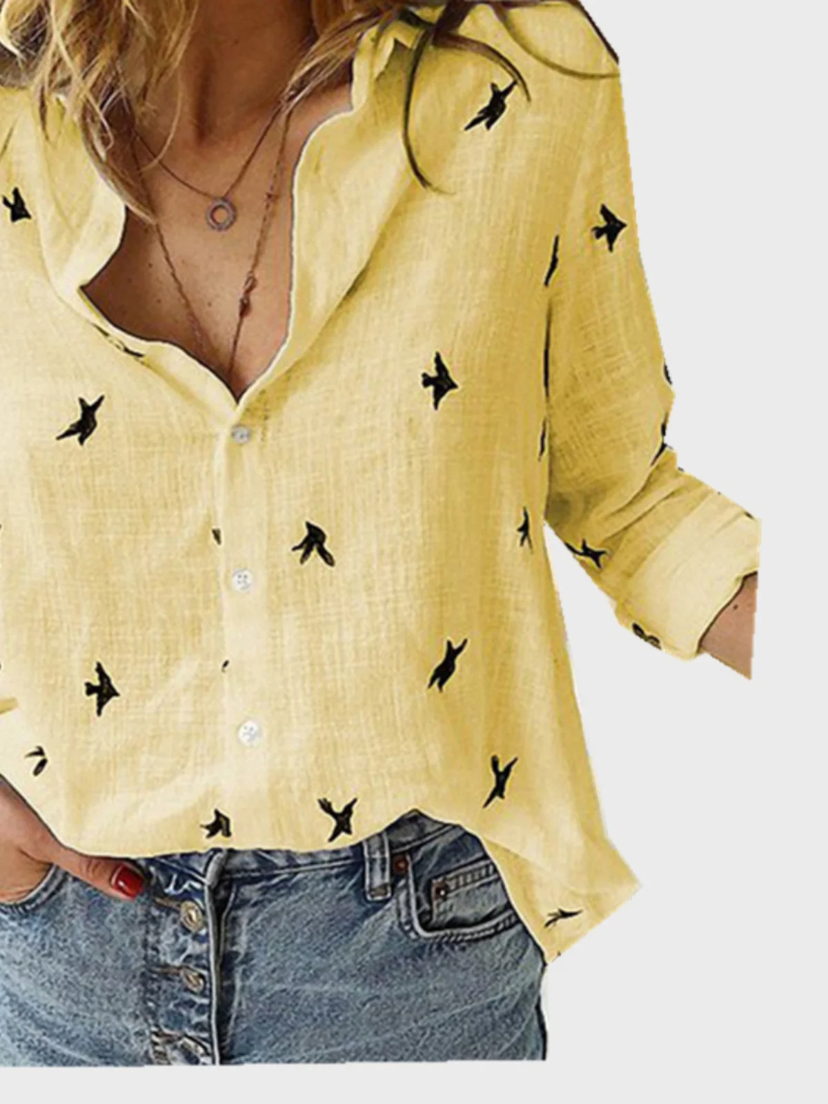 

Loose Long Sve Printed irt Women's Street Sle Loose Fit Top Faionable Casual Printed Blouse for Ladies