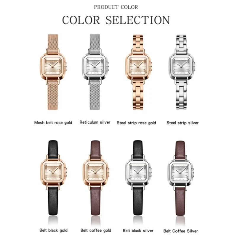 SANDA 1117 Women's Quartz Watch Square Small Dial Fashion Simple Waterproof Leather Strap Ladies Casual Wristwatch reloj mujer