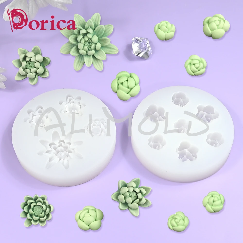 3D Silicone Candle Mold Succulent Cactus Lotus Scented Wax Soap Mould DIY Plant Flower Aromatherapy Gypsum Making Craft Model