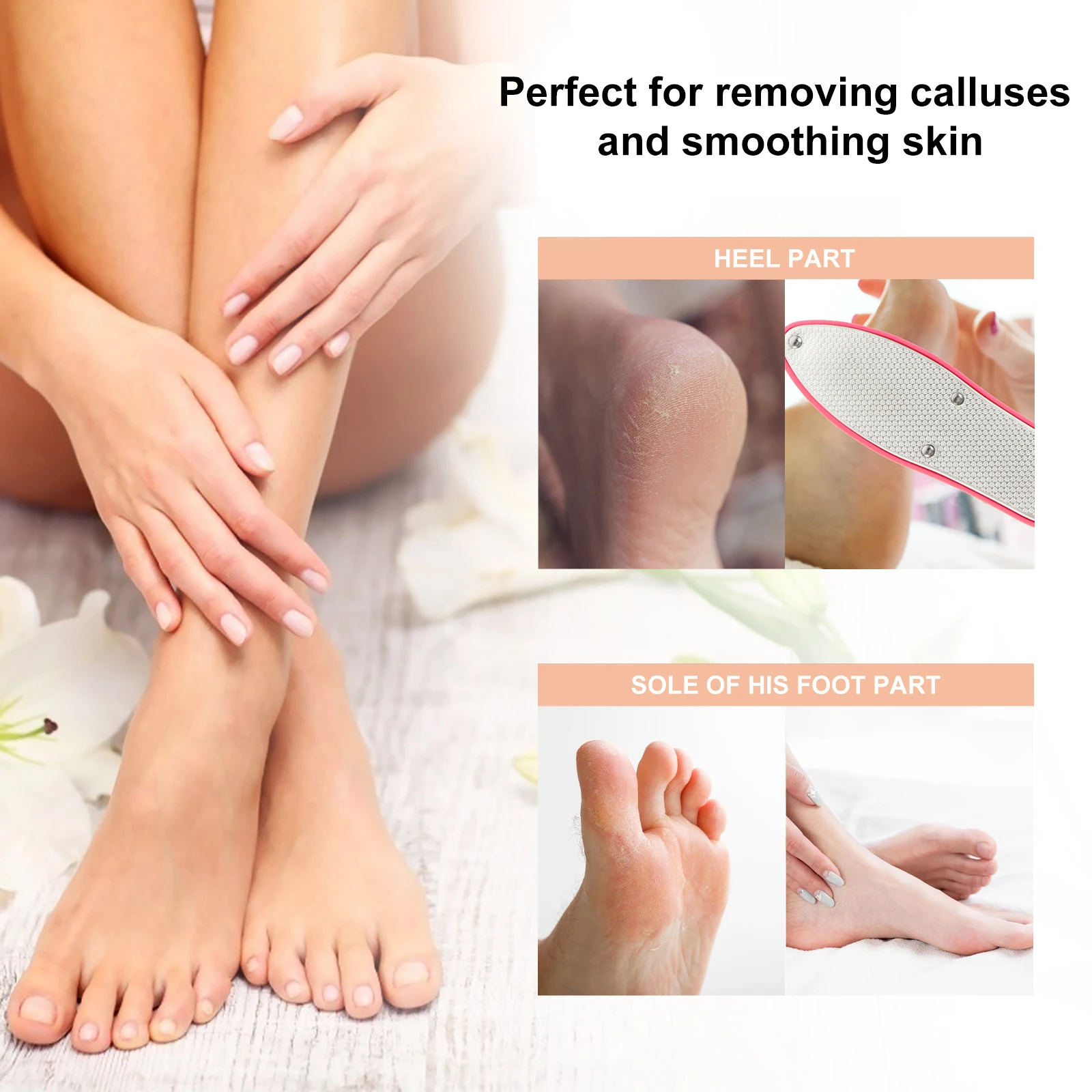 Stainless Steel Foot File Callus Remover Pedicure Tool Hard Skin Scrubber Foot Rasp with Blades Polishing Nail Care Set Durable