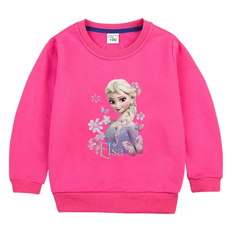 Quality Cotton Disney Tee Shirt 2024 Girl Clothing for Children T-shirt Girls Long Sleeve Kids Tops Frozen Elsa Clothes 2-10Y