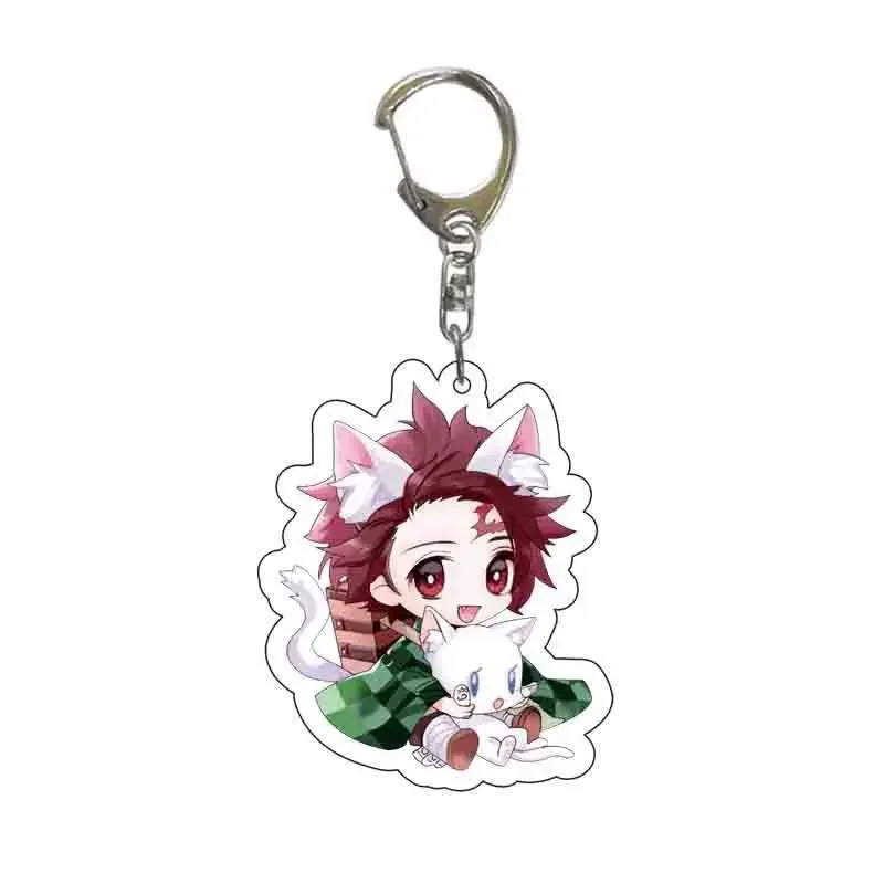 Tanjirou Nezuko Zenitsu Inosuke Giyuu Shinobu Acrylic Key Chains Anime Peripherals Jewelry Pendant Cosplay DIY Props Decoration