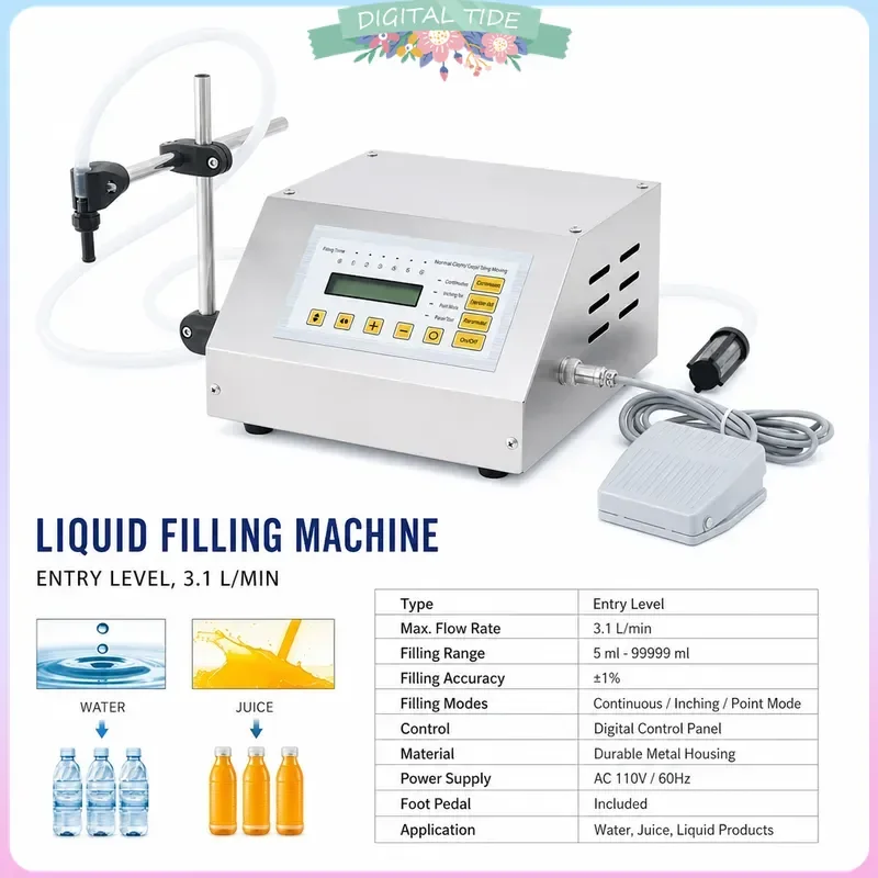 GFK160 Numerical Control Perfume Juice Oil Filter Beverage Mineral Water Bottle Liquid Filling Machine Packing