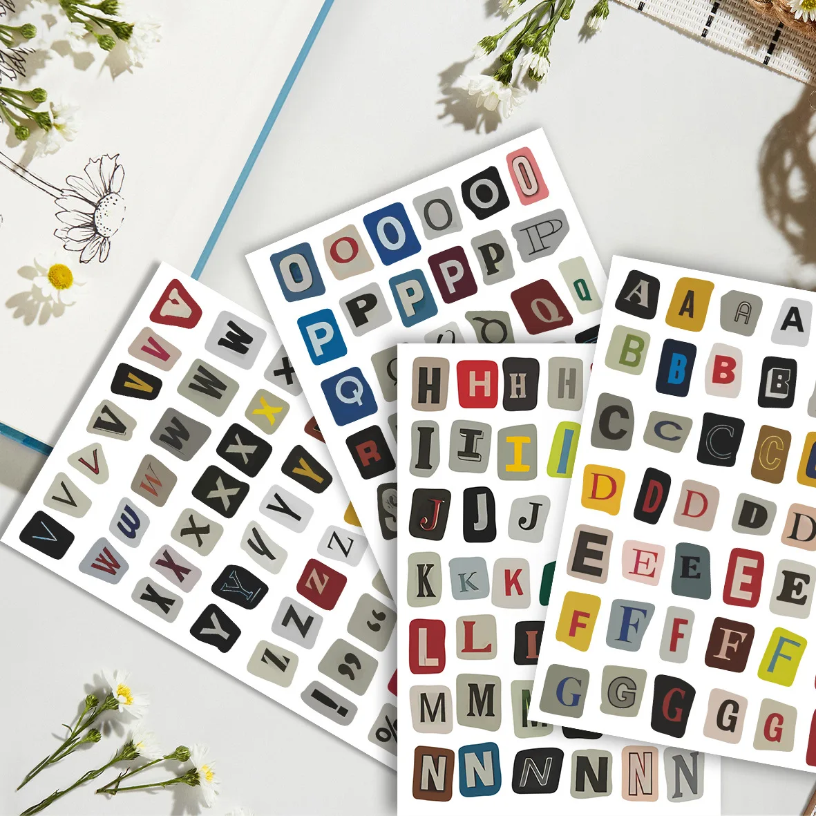 1 set Vintage Alphabet Stickers, Total 181 Pieces, Perfect for Scrapbooking, Journals, and Planners. Includes A–Z Uppercase