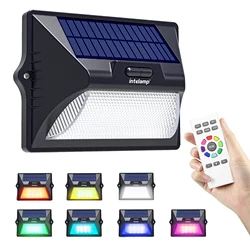 intelamp Solar Deck Lights with Remote Control, IP65 Waterproofing, Colorful RGB Solar LED Garden and Deck Lights, Atmospheric S