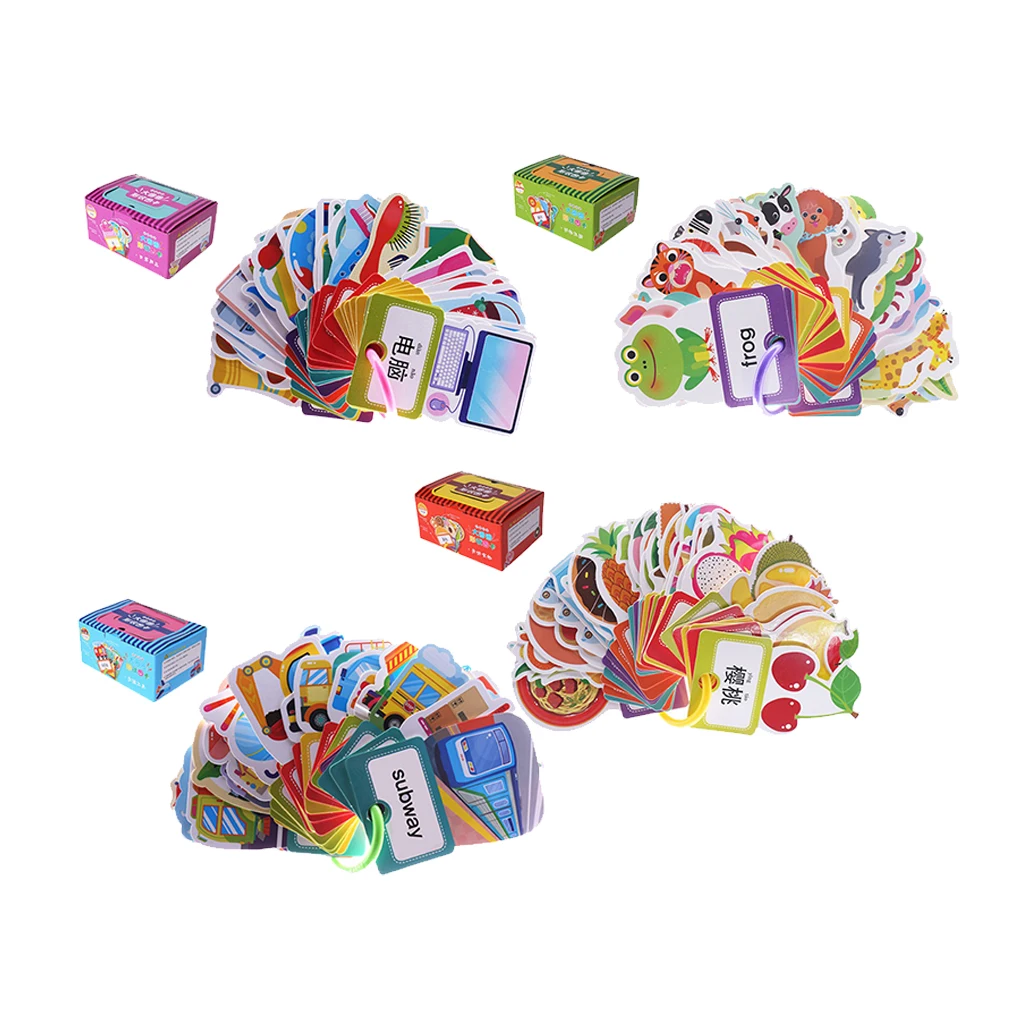 30 Pieces of English and Chinese Words Flashcards Flash Cards for Kids