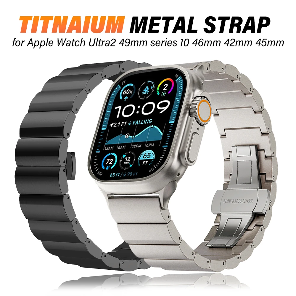 

MEN Titanium Strap for Apple Watch Ultra2 9 8 7 6 5 4 Se Metal Band for iWatch Series 10 46mm 42mm 49mm 45mm 41 40 44mm Bracelet