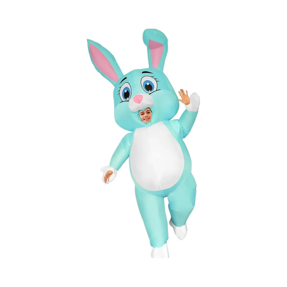 Adult Blue Rabbit Halloween Inflatable Easter Bunny Costume Funny Cosplay for Women and Men Party Decorations