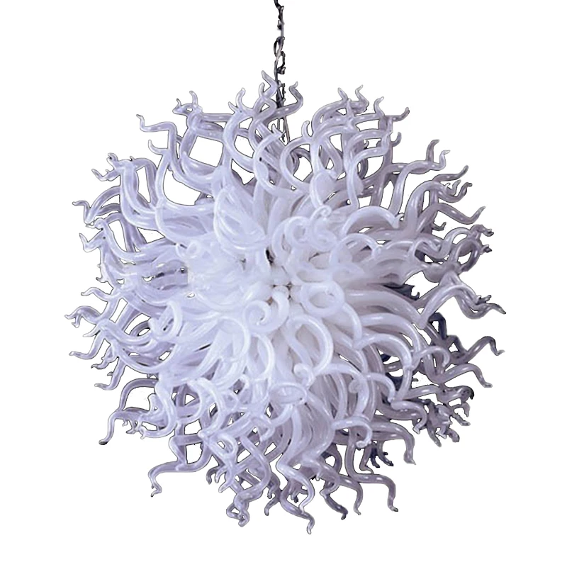 White Glass LED Pendant Lights Round Lamps Hand Blown Glass Chandelier LED Crystal Chandeliers for Corridor GG920