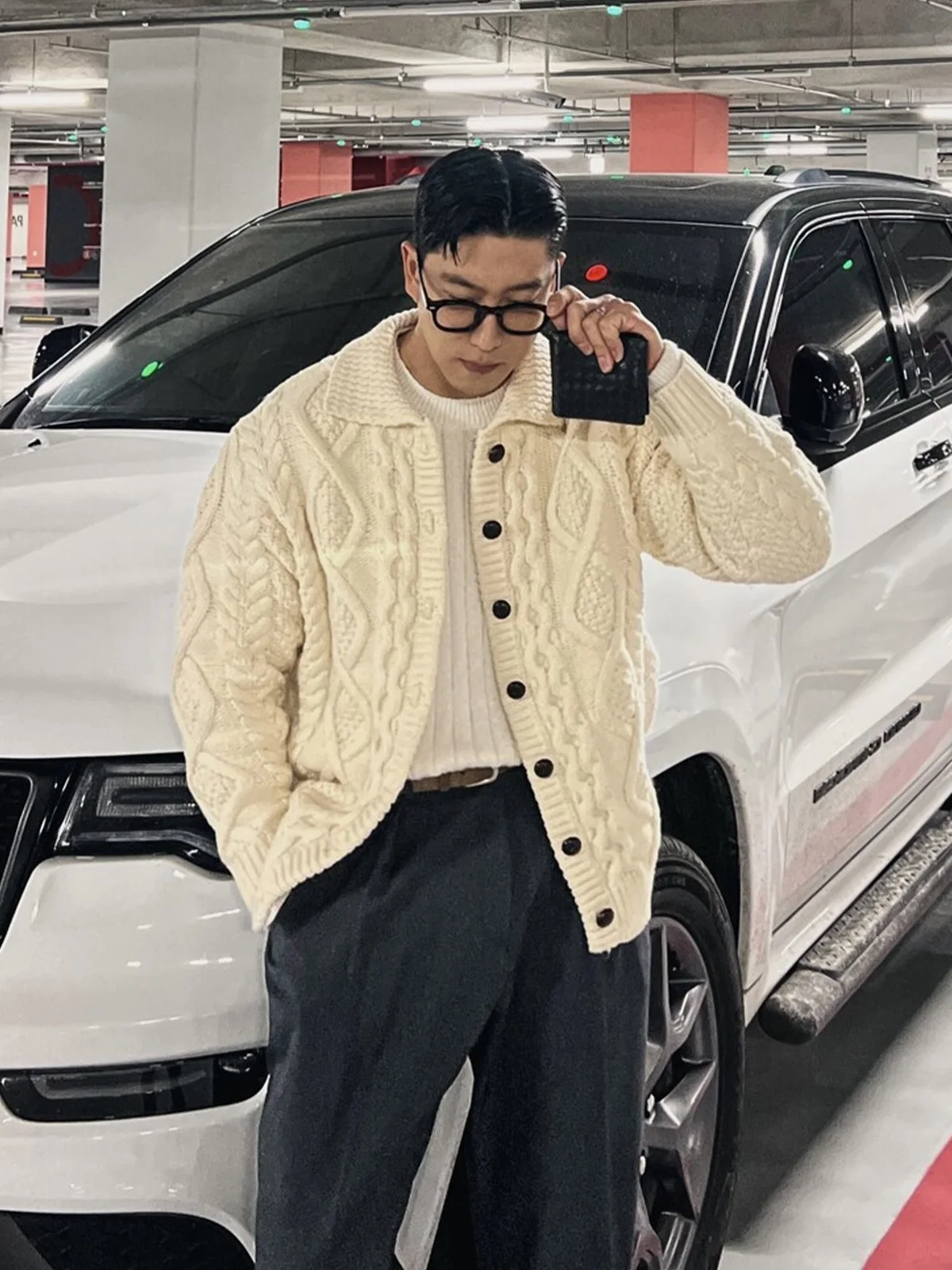 

Trendy Loose Knitted Cardigan Sweater Casual Loose Collar Winter Outerwear for Men Comfortable Polyester Fiber Long Sve