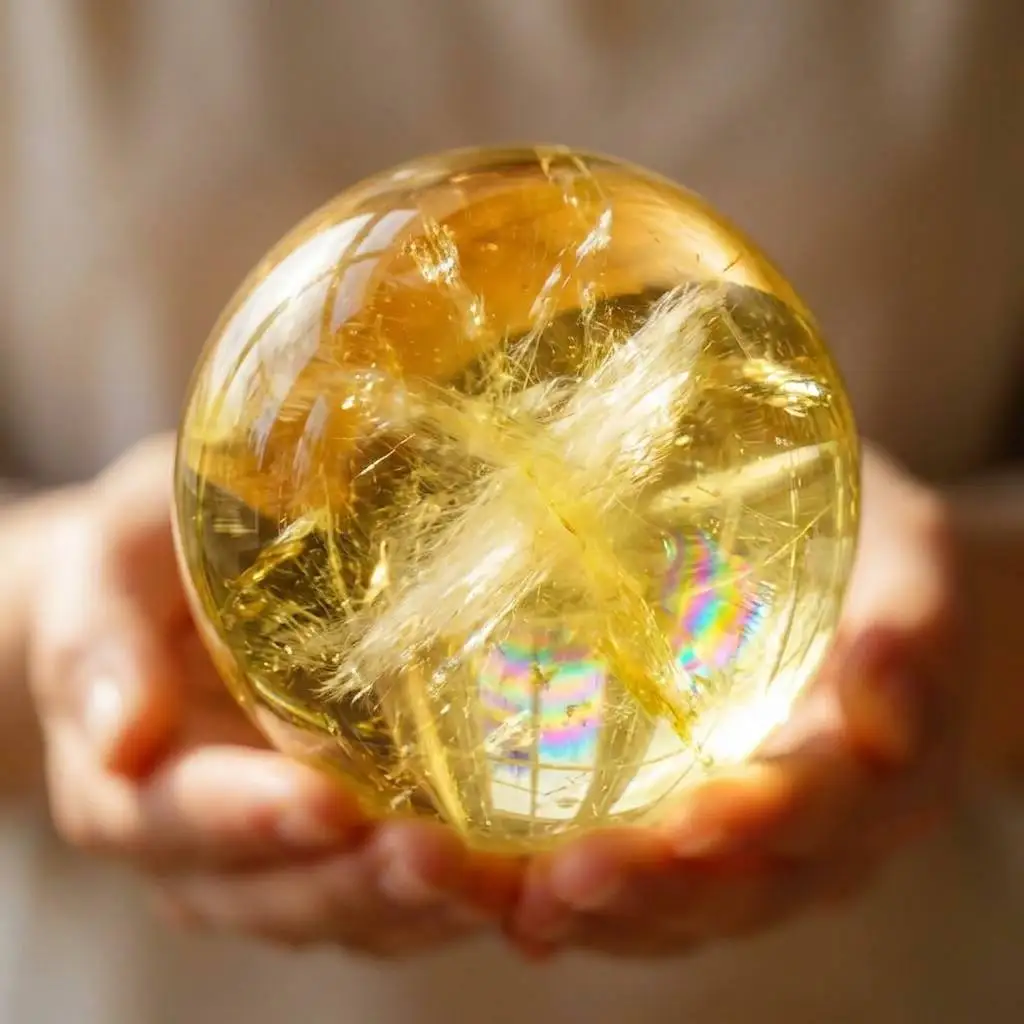 Natural Citrine Crystal Sphere Ball 2.4-3.1in with Wood Base Large Handmade Golden Yellow High Quality Orb Wooden Stand Display Home Decor Desk Ornament Office Decor Room Decor Bedroom Decor Table Centerpiece Collectible Specimen Feng Shui Ball Lucky Gift