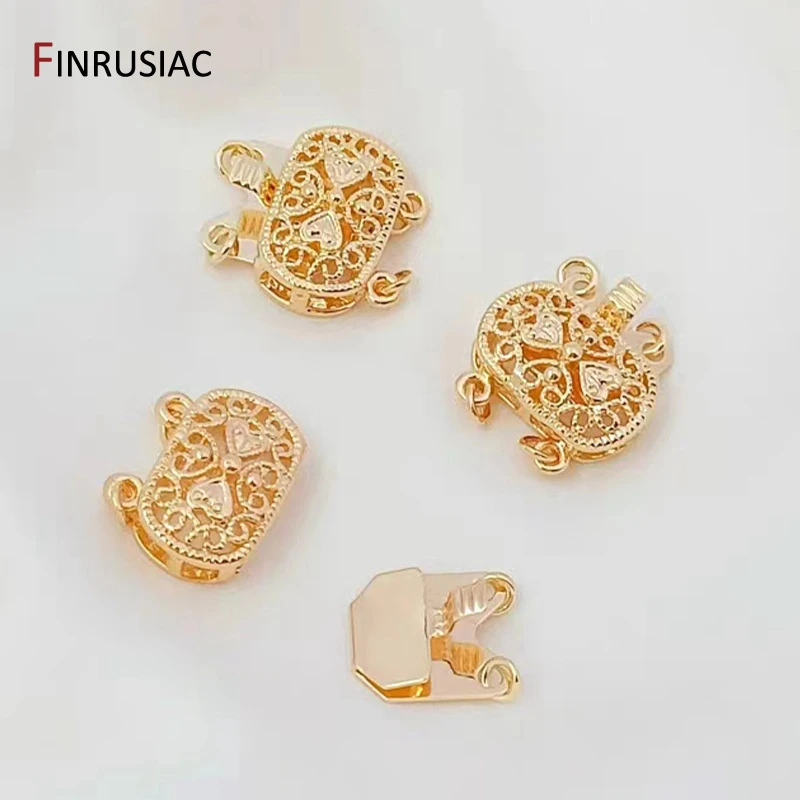 14K Gold Plated Brass Multi Strand Layer Connector Clasps ,Slide Clasp Lock Clasps Connectors For Jewelry Making Accessories