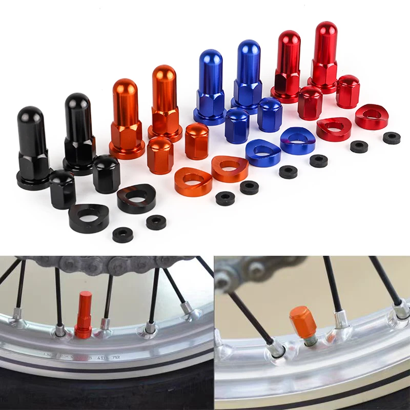 Tapa de válvula de Motocross, tuercas de bloqueo de llanta de bicicleta de cross, espaciador de pernos para EXC XC SXF TE TC FE CRF CR YZ YZF WR KLX KX RR RMZ50CC-550CC