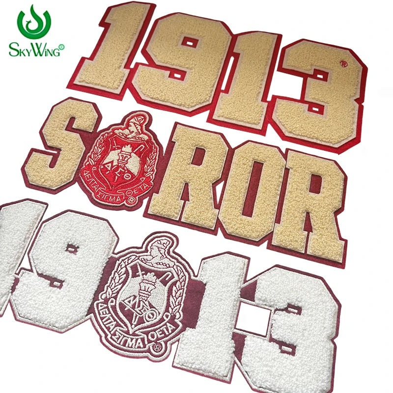 Delta Sigma Theta Soror Letter Chenille Patch Sorority Chenille 1913 Founding Year Patch Iron-On Jean Jacket Accessory