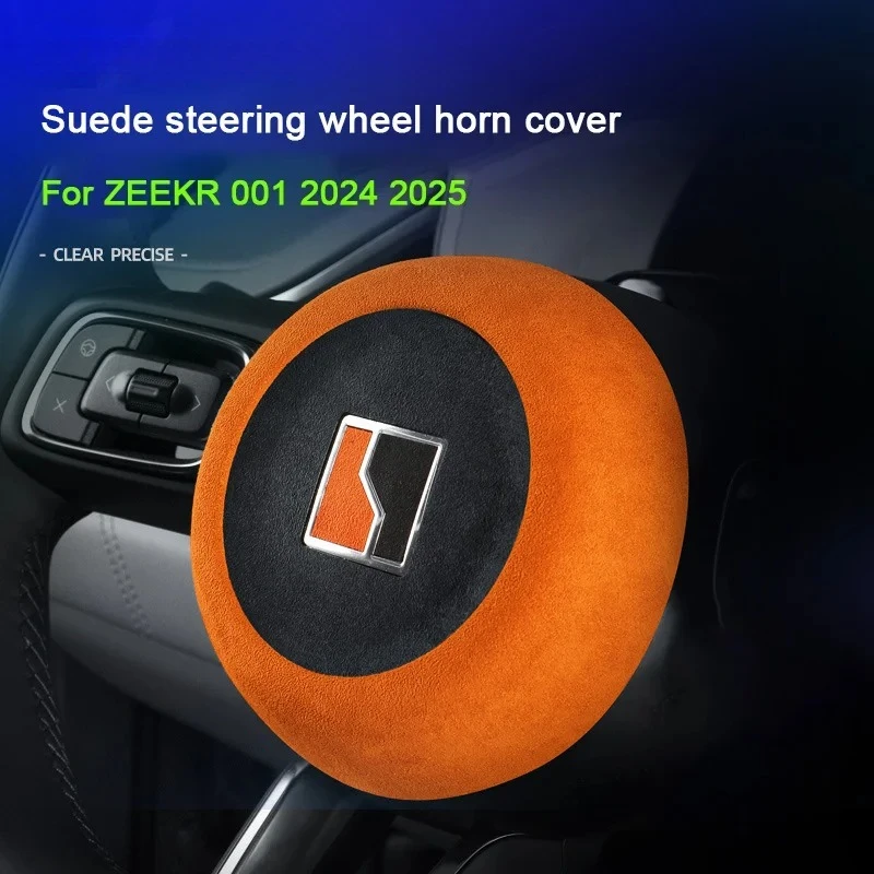 

For New ZEEKR 001 7X 009 2024 2025 Suede Steering Wheel Horn Decorative Cover Protective Shell Overlay Interior Sticker