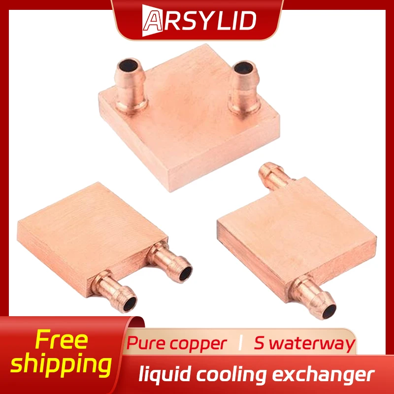 ARSYLID Pure Copper 40x40x10mm Water-cooled Exchanger Water Waterblock Heatsink Block Liquid Cooled For CPU GPU