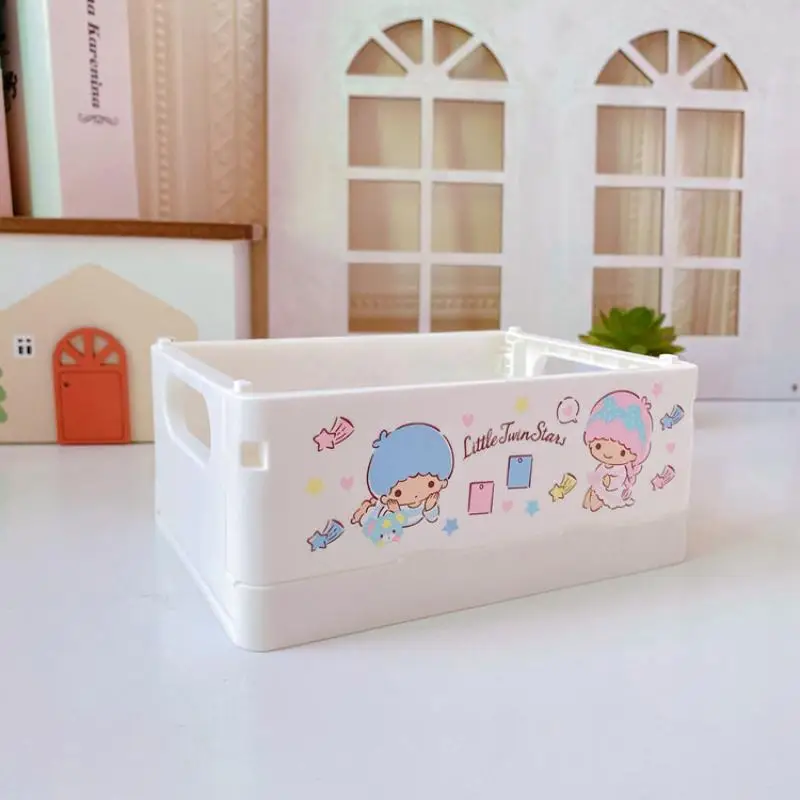 Sanrio Desk Organizer Hello Kitty Basket Chibawa Storage Box Foldable Stackable Cosmetic Organizer Girl\'s Desktop Storage Box
